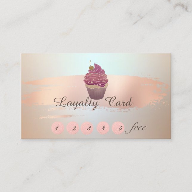 Elegant Stylish , Brush Stroke,Cupcake Loyalty Card (Front)