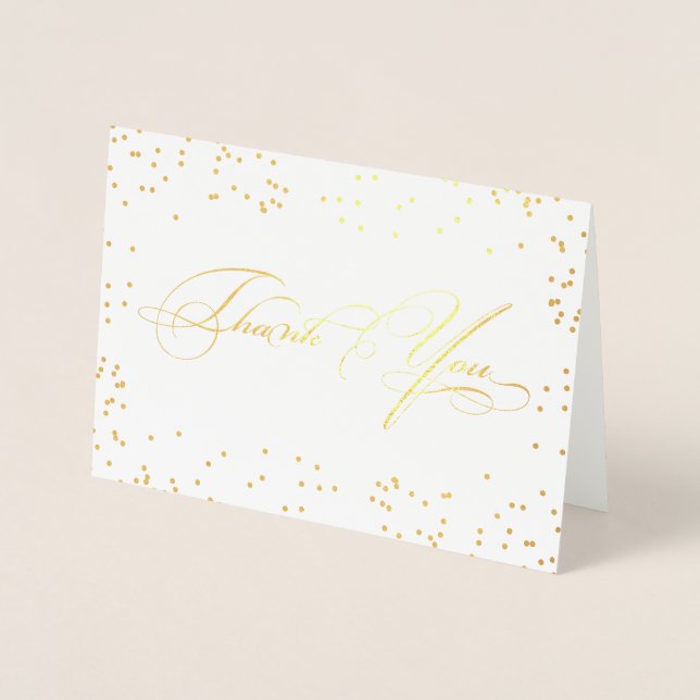 Elegant Stylish Calligraphy Script Thank You Foil Card (Front)