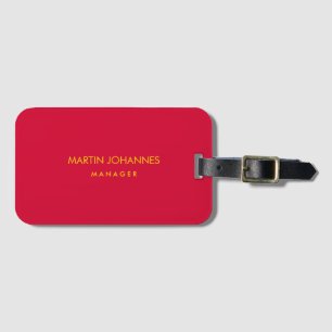 Elegant Stylish Cherry Red Gold Colour Custom Name Luggage Tag