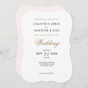 Elegant Stylish Chic Blush Pink Black Gold Wedding Invitation