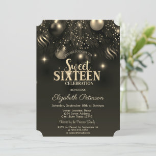 Elegant Stylish Chic Ornaments Sweet 16 Invitation