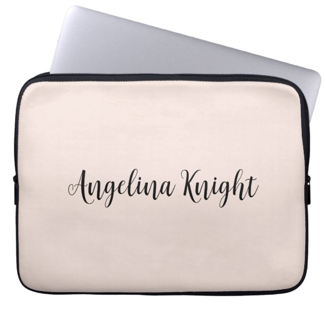 Elegant Stylish Chic Plain Handwriting Script Laptop Sleeve (Front)
