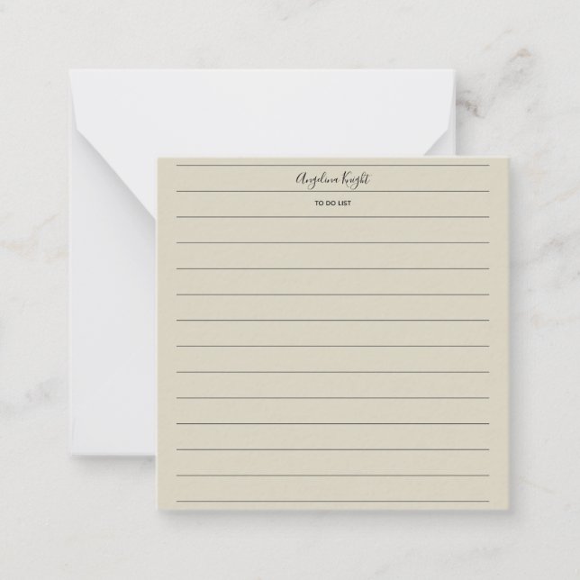 Elegant Stylish Chic Todo List Handwriting Script Card (Front)