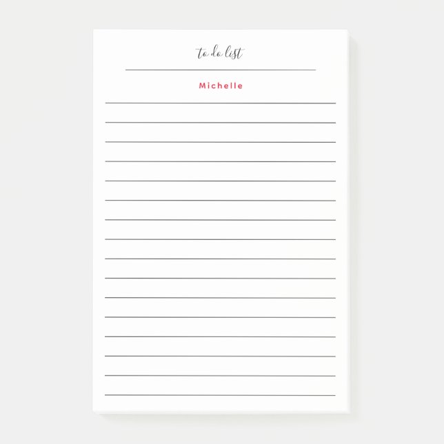 Elegant Stylish Chic Todo List Handwriting Script Post-it Notes (Front)
