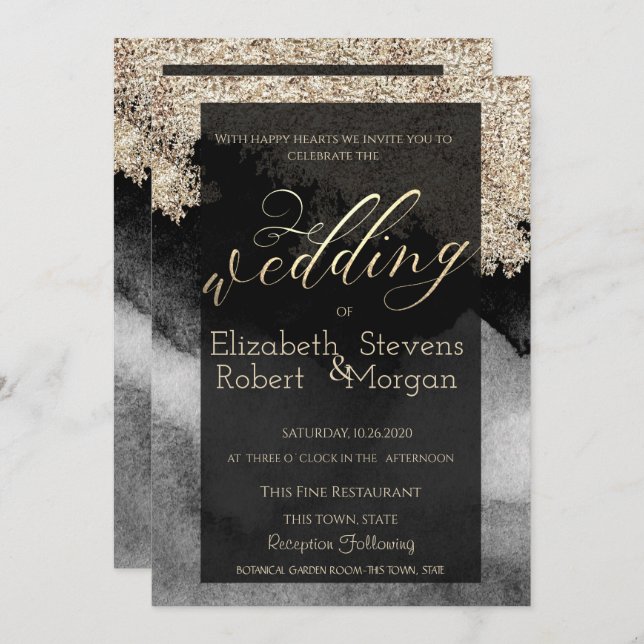 Elegant Stylish Chic Wedding Invitation (Front/Back)