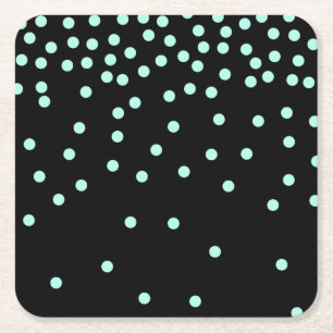 elegant stylish chick mint polka dots pattern square paper coaster