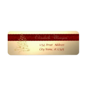 Elegant,Stylish Christmas Tree, Faux Gold Return Address Label