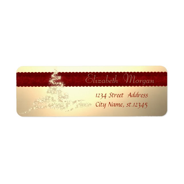Elegant,Stylish Christmas Tree, Faux Gold Return Address Label (Front)