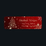Elegant Stylish,Christmas Tree,Snowflakes Return Address Label<br><div class="desc">Christmas tree on red background. An elegant and sophisticated designe.Costumize with your name and address.</div>