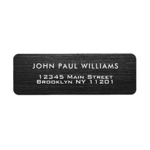 Elegant Stylish Classic Modern Black Brushed Metal Return Address Label