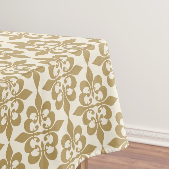 Elegant Stylish Classy White Gold Damask  Tablecloth (In Situ)