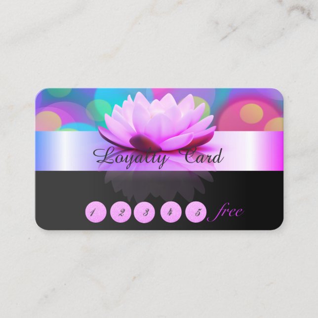 Elegant Stylish,Colourful Bokeh Lotus Loyalty Card (Front)