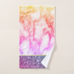 Elegant Stylish Colourful Glitter Shiny Marble Bath Towel Set