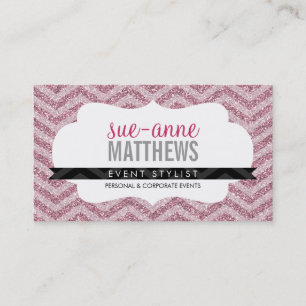 ELEGANT stylish cool chevron pattern glitter pink Business Card