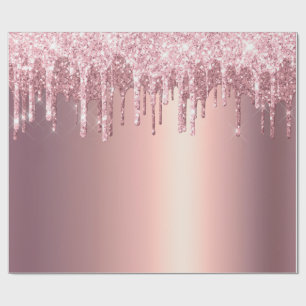 Elegant stylish copper rose gold glitter drips wrapping paper