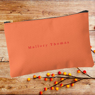 Elegant Stylish Coral Peach and Red Minimalist Accessory Pouch