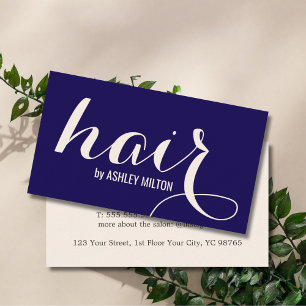 Elegant Stylish Creamy Beige Blue Bold Hair  Business Card