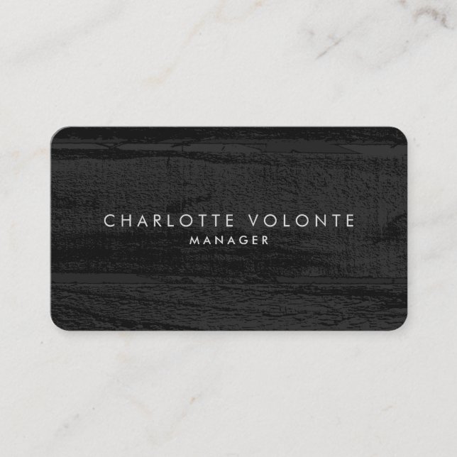 Elegant Stylish Dark Grey Wood Professional Art Business Card (Front)