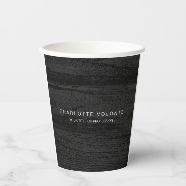 Elegant Stylish Dark Grey Wood Professional Art Paper Cups (Front)