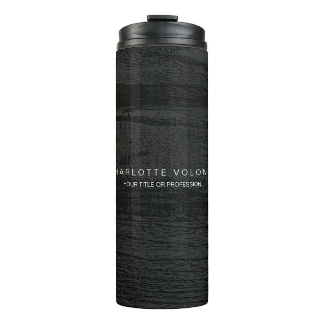 Elegant Stylish Dark Grey Wood Professional Art Thermal Tumbler (Front)