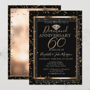 Elegant Stylish Diamonds,Frame Wedding Anniversary Invitation