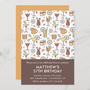 Elegant Stylish Drinks Cocktail 57th birthday Invitation