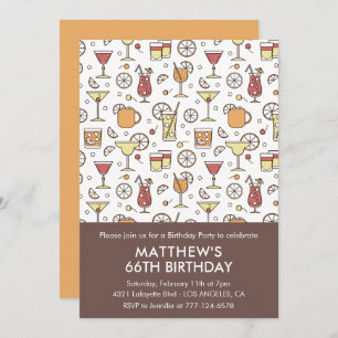 Elegant Stylish Drinks Cocktail 66th birthday Invitation