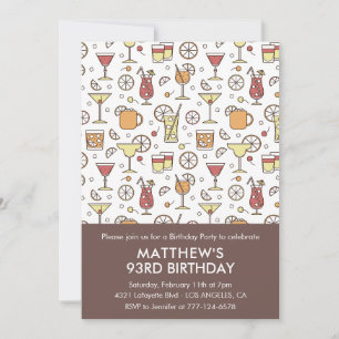 Elegant Stylish Drinks Cocktail 93rd birthday Invitation