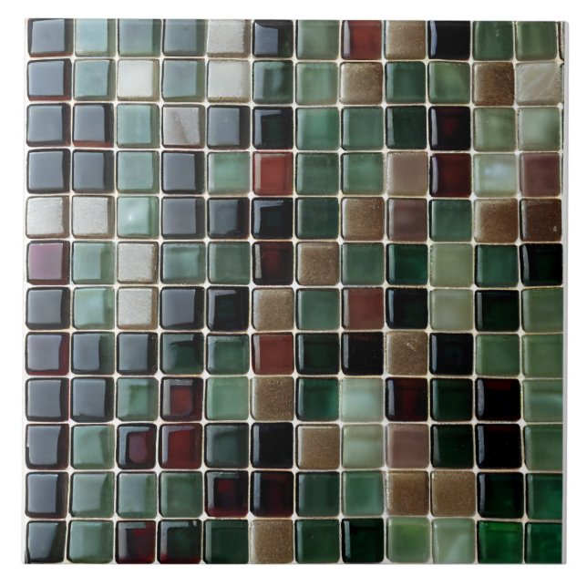 Elegant stylish Emerald Green & Gold Agate mosaic Ceramic Tile (Front)