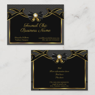 Elegant Stylish Fashion Bow-tie Gold Black Spots Business Card