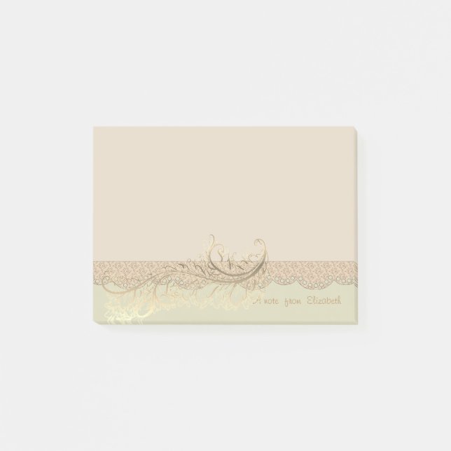 Elegant Stylish,Faux Gold Feather-personalised Post-it Notes (Front)