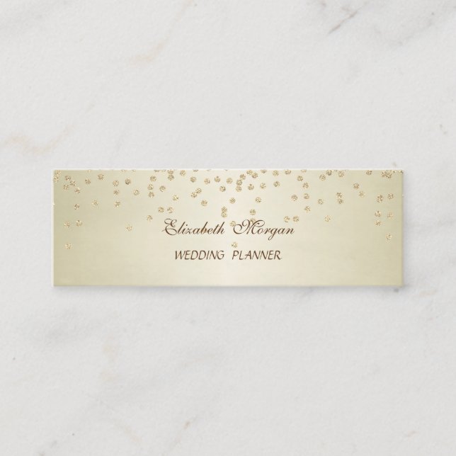 Elegant  Stylish Faux Gold Foil Confetti- Diamonds Mini Business Card (Front)