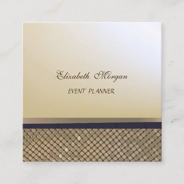 Elegant Stylish Faux Gold ,Shimmering Gold Sequins Square Business Card (Front)