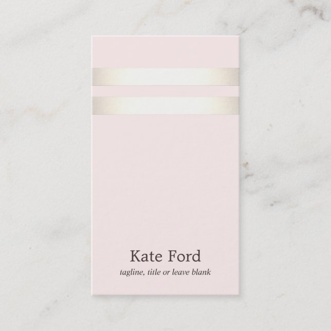Elegant Stylish Faux Gold Striped Light Pink Business Card (Front)