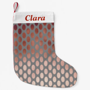 elegant stylish faux rose gold polka dots pattern small christmas stocking
