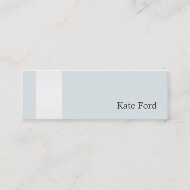 Elegant Stylish Faux Satin Gold Striped Light Blue Mini Business Card (Front)