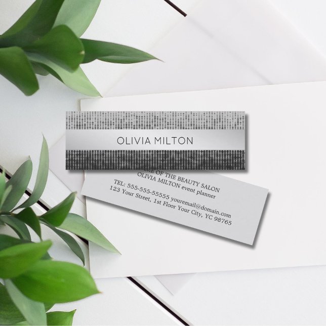 Elegant Stylish Faux Silver Stripe Event Planner Mini Business Card (Creator Uploaded)