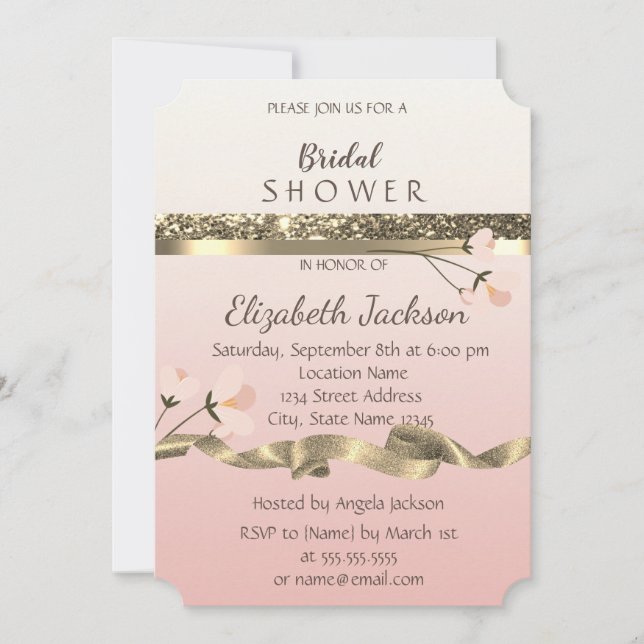 Elegant Stylish  Floral Bridal Shower Invitation (Front)