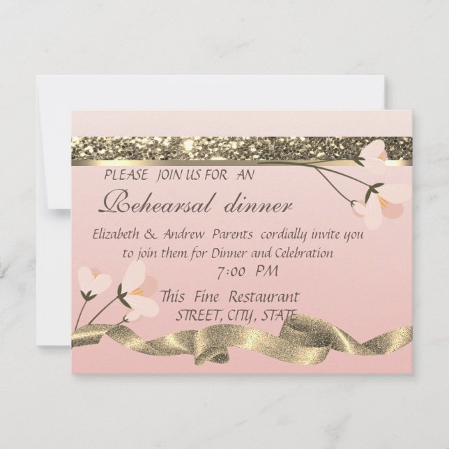 Elegant Stylish  Floral Rehearsal Dinner Invitation (Front)