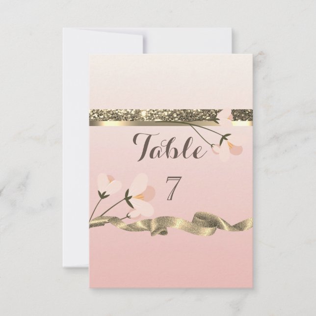 Elegant Stylish Floral Table Card (Front)