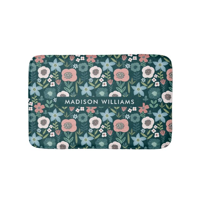  Elegant Stylish Flowers Minimalist  Bath Mat (Front)