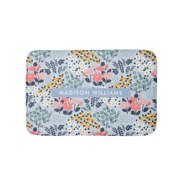  Elegant Stylish Flowers Minimalist  Bath Mat (Front)