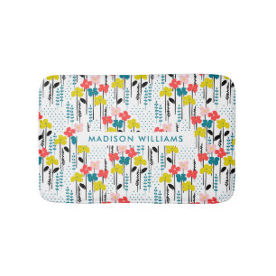 Elegant Stylish Flowers Minimalist Bath Mat