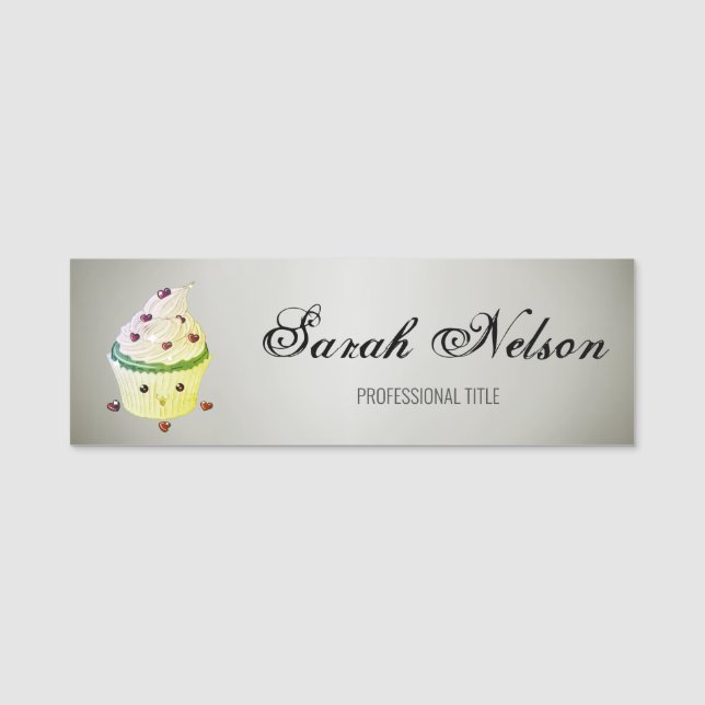 Elegant Stylish Funny Cupcake Name Tag (Front)