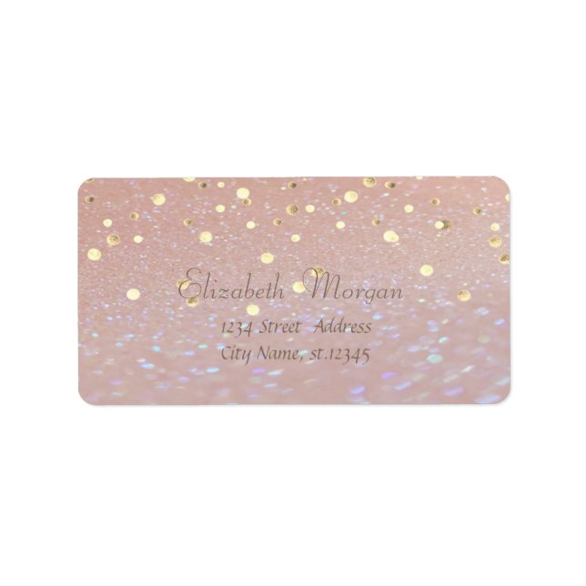 Elegant  Stylish ,Fux Gold Foil Confetti Label (Front)