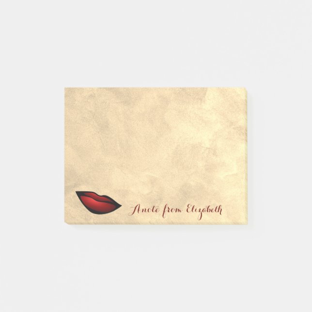 Elegant Stylish Girly ,Gold, Red Lips Post-it Notes (Front)
