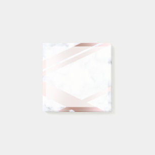 Elegant stylish girly rose gold white marble post-it notes