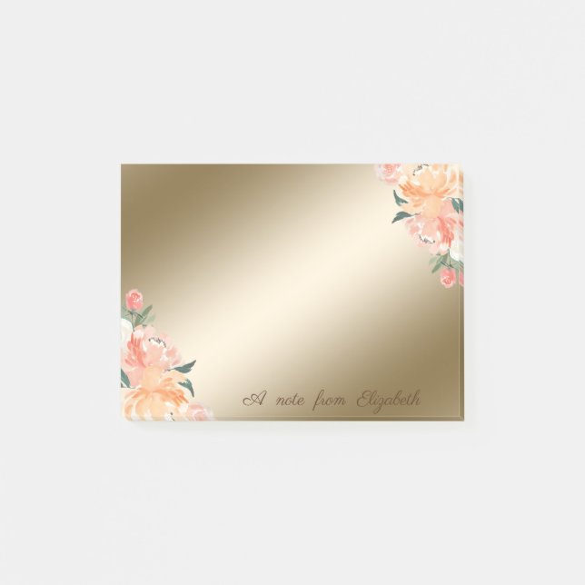 Elegant Stylish,Girly,Watercolor Flowers Post-it Notes (Front)