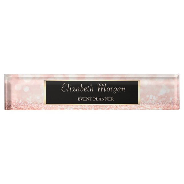 Elegant Stylish Glitter Bokeh, Frame Nameplate (Front)