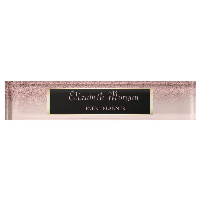 Elegant Stylish Glitter Bokeh Ombre , Frame Nameplate (Front)